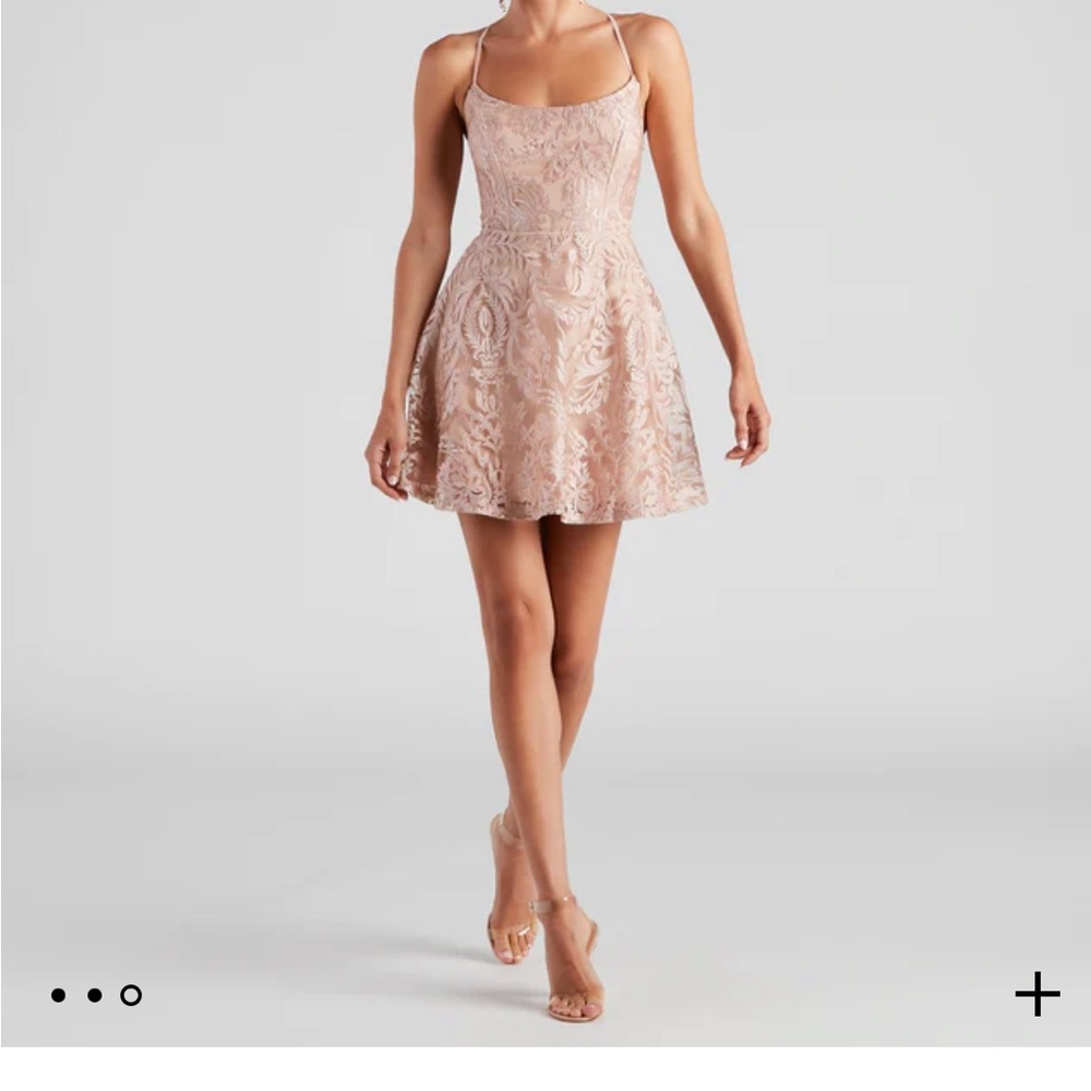 Lucia Metallic Lace Party Dress - Picture 2 of 3